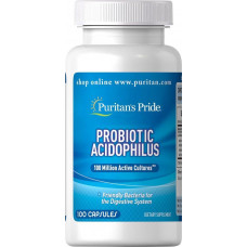 Препарат улучшении пищеварения Puritan's Pride Probiotic Acidophilus 100 капсул 