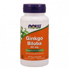 Препарат для повышения умственной энергии и работы мозга NOW Ginkgo Biloba 60 mg 60 капсул