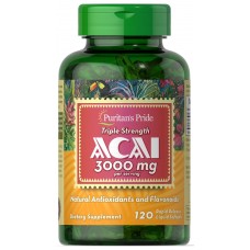 Экстракт ягод Асаи Puritan's Pride Triple Strength Acai 3000 мг 120 капсул