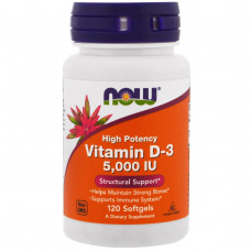 Витамины NOW Foods Vitamin D3 5000 IU 120 капсул