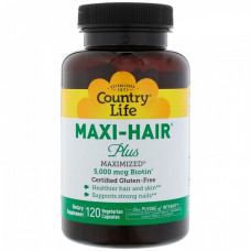 Витамины для кожи, ногтей и волос Country Life Maxi-Hair Plus 120 капсул