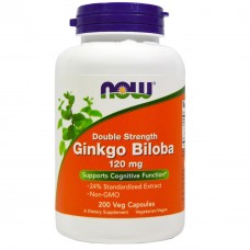 Препарат для повышения умственной энергии и работы мозга NOW Foods Ginkgo Biloba 120 мг 200 капсул
