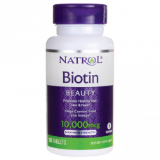 Витамины для кожи, ногтей и волос Natrol Biotin 10 мг 100 таблеток