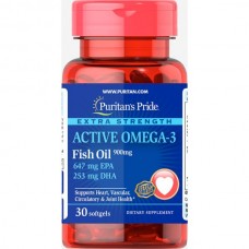 Комплекс незаменимых жирных кислот Puritan's Pride Active Omega 3 Extra Strength 900 мг 30 капсул