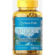 Добавка содержащая арктическое масло печени трески Puritan's Pride Cod Liver Oil 415 мг 100 капсул