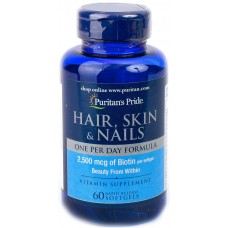 Витамины для кожи и ногтей Puritan's Pride Hair Skin Nails One Per Day Formula 60 капсул