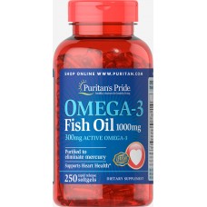 Комплекс незаменимых жирных кислот Puritan's Pride Omega 3 1000 мг 250 капсул