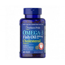 Комплекс незаменимых жирных кислот Puritan's Pride Omega 3 Fish Oil Plus Cholesterol Support 60 капсул