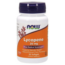Препарат для поддержания сердечно-сосудистой системы NOW Lycopene 20 mg 50 капсул