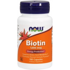 Витамины для кожи, ногтей и волос Now Foods Biotin В7 1000 мкг 100 капсул