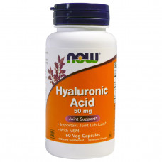 Препарат для восстановления суставов и связок Now Foods Hyaluronic Acid + MSM 50 мг 60 капсул