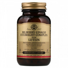 Комплекс для поддержки зрения Solgar Bilberry Ginkgo Eyebright Complex Plus Lutein 60 капсул