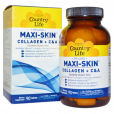 Витаминно-минеральный комплекс С&А Country Life Maxi-Skin Collagen + C A 90 таблеток
