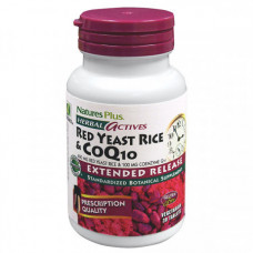 Препарат для поддержания сердечно-сосудистой системы Рис Natures Plus Herbal Actives Red yeast Rice+ Coenzyme Q10 30 капсул