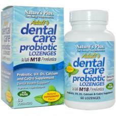 Препарат для здоровья зубов и полости рта Natures Plus Adult's Dental Care Probiotic Lozenges with M18 Probiotics 60 таблеток