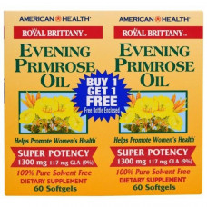 Масло вечерней примулы American Health Primrose Oil 1300 мг 2 флакона 120 капсул
