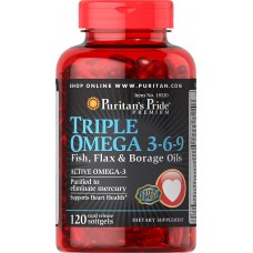 Комплекс незаменимых жирных кислот Puritan's Pride Triple Omega 3-6-9 Fish and Flax Oils 120 капсул