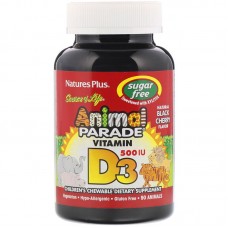 Витамины для детей Natures Plus Animal Parade Vitamin D3 sugar free 90 таблеток (333423)