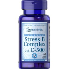 Витамины Puritan's Pride Stress Vitamin B Complex with Vitamin C 500 Timed Release 60 таблеток